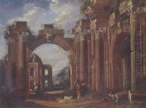 Ruines Romaines Animees De Personnages by Giovanni Ghisolfi