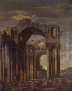 A Capriccio Of Classical Ruins With Figures In The Foreground