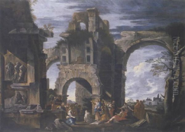 An Architectural Capriccio With The Raising Of Lazarus - view 1