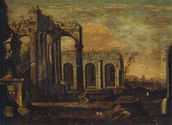 An Architectural Capriccio Of Roman Ruins - view 1