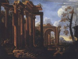 Caprice Architectural Avec Des Personnages by Giovanni Ghisolfi