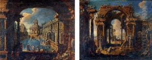 Ruines Romaines Et Personnages by Giovanni Ghisolfi