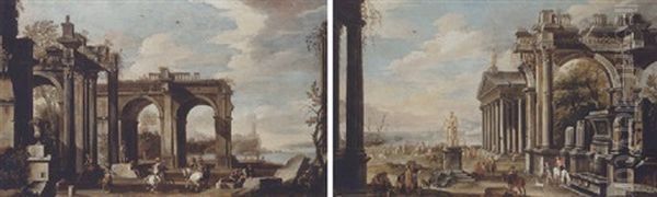 A Capriccio Of A Mediterranean Port With Bandits Among Classical Ruins - view 1