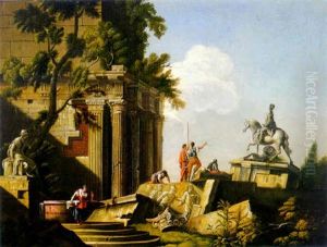 Figures Amidst Ancient Ruins by Giovanni Ghisolfi