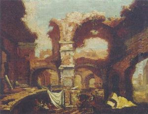 Peasants Amongst Classical Ruins by Giovanni Ghisolfi