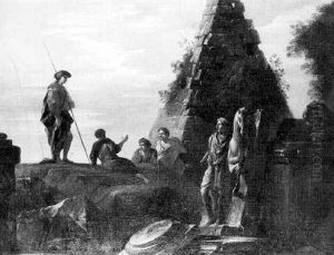 Figures Conversing Amid Classical Ruins by Giovanni Ghisolfi