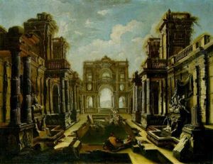 Capriccio Of Ruined Classical Palace by Giovanni Ghisolfi