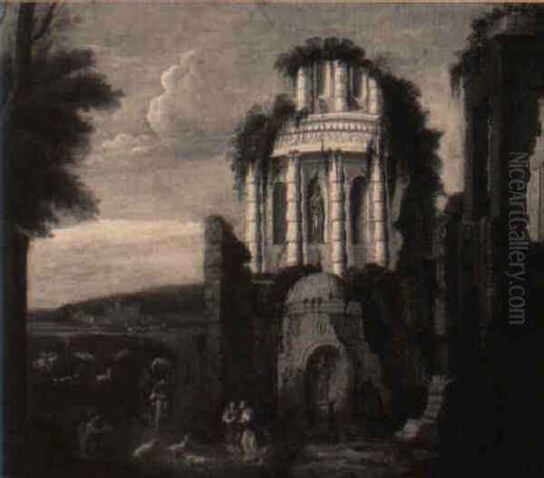 A Classical Landscape With A Shepherd And Women Before A Ruined Temple - view 1