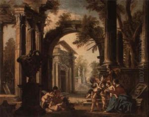 The Rest On The Flight Into Egypt With Angels Bearing Fruit by Giovanni Ghisolfi