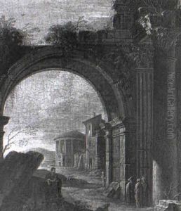Figures Beneath A Ruined Classical Arch Figures Beneath A Ruined Classical Arch