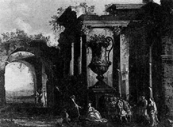 Figures Resting And Strolling Amongst Ruins - view 1