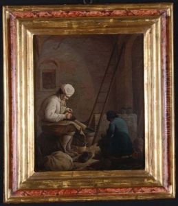 Scene D'interno Con Figure (pair) by Giorgio Giacoboni