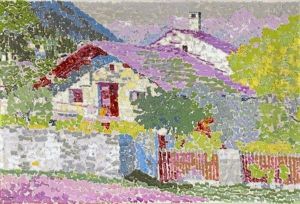 Bergdorf - Haus Und Garten In Stampa (mountain Village - House And Garden In Stampa) by Augusto Giacometti