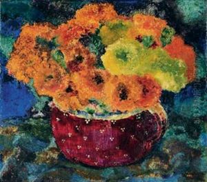 Zinnien In Roter Vase Zinnien In Roter Vase