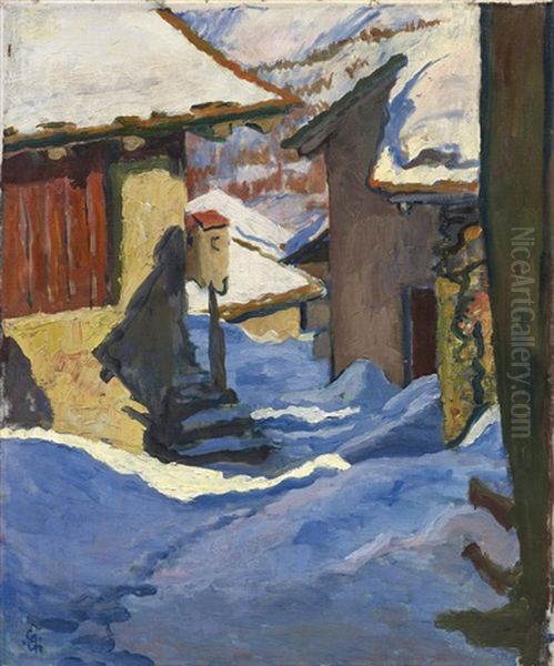 Verschneite Dorfpartie In Capolago - view 1