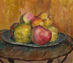 Apples On A Pewter Plate by Giovanni Giacometti