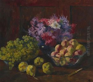 Stillleben Mit Fruchten Und Blumen by Giovanni Giacometti