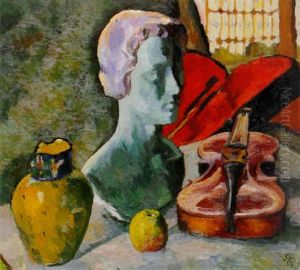 Stilleben Mit Plastica Und Geige by Giovanni Giacometti