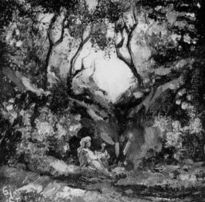 Waldinneres Mit Personenstaffage by Giovanni Giacometti