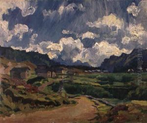 Hausergruppe Auf Dem Malojapass by Giovanni Giacometti