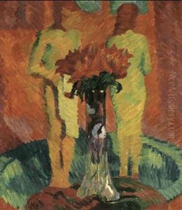 Knabe Und Madchen Hinter Vase Mit Feuerlilien Knabe Und Madchen Hinter Vase Mit Feuerlilien