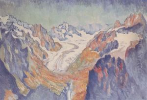 Blick In Das Obere Albignatal Im Bergell, Von Der Alpascellaam Septimerpass Aus Gesehen, Mit Dem Albignawasserfall Im by Giovanni Giacometti