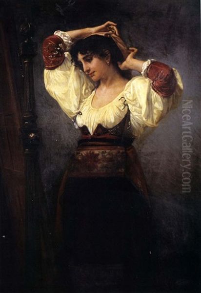 Elegante Italienne Se Coiffant - view 1