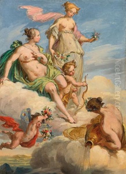 Two Goddesses And A Personification Of A River: A Study For A Ceiling - view 1