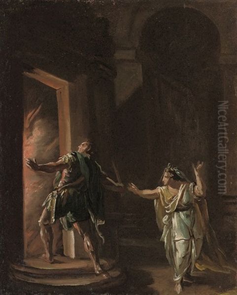 Figures Before A Burning City - view 1