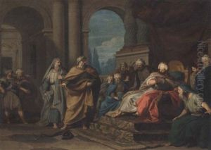 Moses Transforming His Rod Into A Snake In Front Of The Pharaoh And His Magicians by Felice Giani