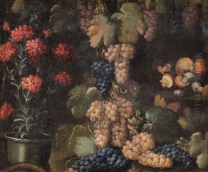 Pesche E Tralci D'uva, Vaso Di Garofani, Funghi