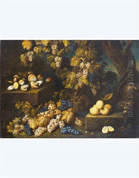 Natura Morta Con Uva, Limoni E Funghi - view 1