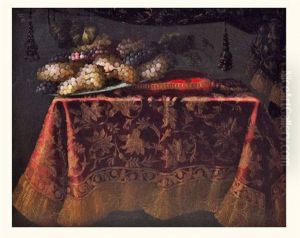 Coupe De Raisins Sur Un Entablement Avec Un Tapis by Antonio Gianlisi