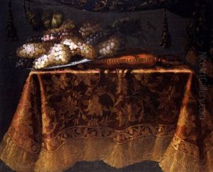 Fruchtestilleben Auf Kissen Und Decke by Antonio Gianlisi