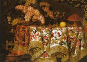 Natura Morta Di Tappeti E Frutti by Antonio Gianlisi