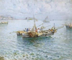 Barche Di Pescatori Nel Golfo Di Napoli by Giovanni Gianni