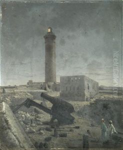 The Lighthouse At Alexandria After The Bombardment In 1882 by Girolamo Gianni