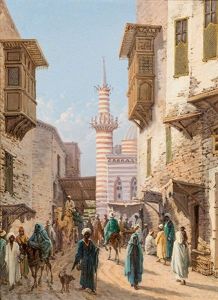 A Street Scene In Cairo by Girolamo Gianni