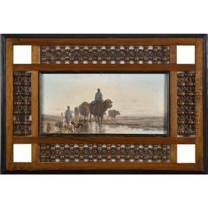 Orientalische Hirtenszene Mit Ziegen Und Buffelherde