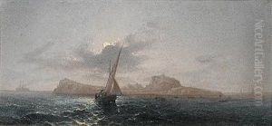 The Bay Of Naples By Moonlight (+ Capri By Moonlight; Pair, 1 Signed And Dated) by Girolamo Gianni