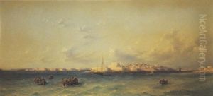 Local Craft Off The Peninsula Of St. Elmo, Valetta, Malta, By Day by Girolamo Gianni