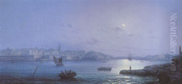 View Of Valletta By Moonlight - view 1