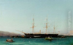 A Royal Navy Auxiliary Steam Sloop Riding At Anchor In Marsamascetto Harbour, Valletta, Malta