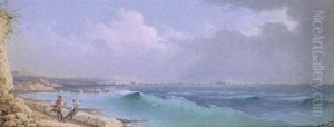 Selmoun And St. Paul's Island From St. Paul's Bay With Two Maltese Conversing In The Foreground