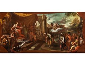 Aeneas Verbeugt Sich Vor Der Konigin Dido Im Tempel Der Juno Von Karthago