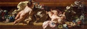 Putti Con Guirnalda De Flores by Corrado Giaquinto