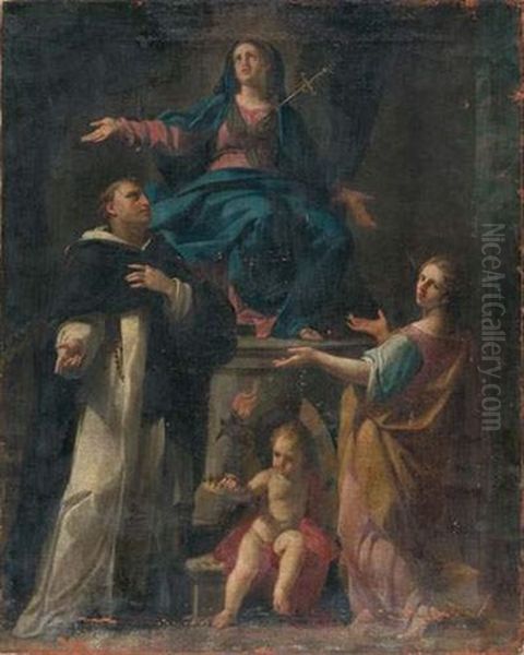 Vierge De Douleur, Saint Dominique Et Sainte Catherine D'alexandrie - view 1