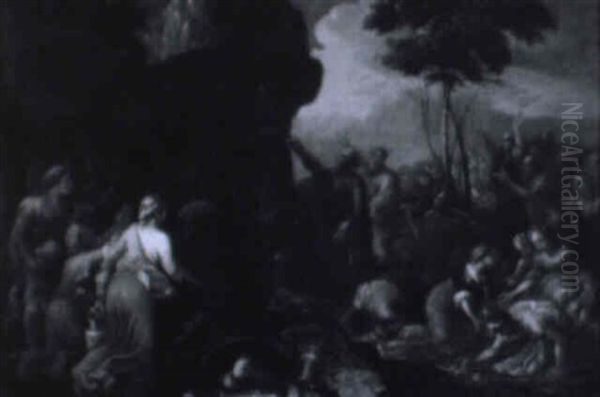 Moses Striking Water From The Rock - view 1