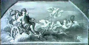 Putti Su Carro Con Colombe Putti Con Torcia by Corrado Giaquinto