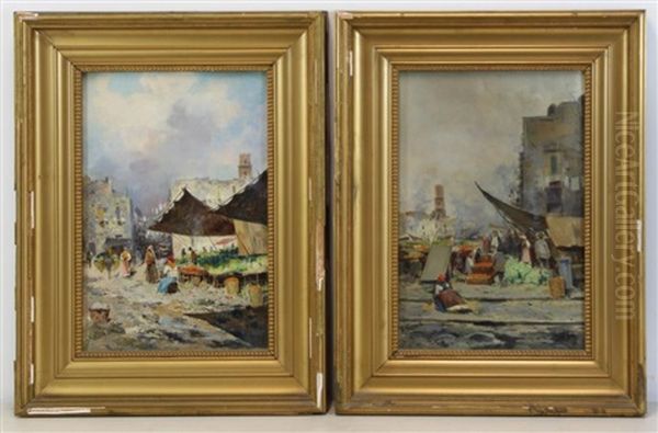 Pair Of Market Scenes - view 1